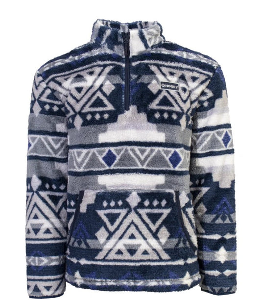 "Hooey Mens Fleece Pullover" Navy/Grey/Aztec FP009NV