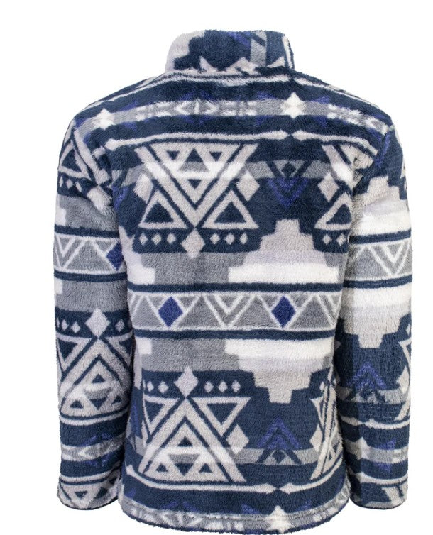 "Hooey Mens Fleece Pullover" Navy/Grey/Aztec FP009NV