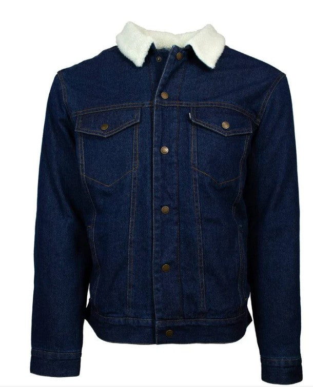 "Hooey Denim Jacket" Denim w/Cream Sherpa & Brown/ Tan Aztec Fleece Lining HJ114D