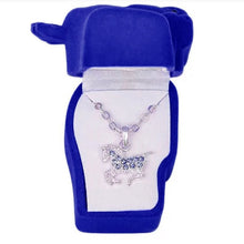 Load image into Gallery viewer, Western Express HN-8 Blue Rhinestone Pony Necklace in Pony Head Gift Box
