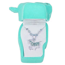 Load image into Gallery viewer, Western Express HN-7 Aqua Rhinestone Pony Necklace Horsehead Gift Box
