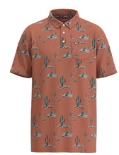 Load image into Gallery viewer, Hooey Cowboy Golf &quot;Hot Shot&quot; Rust w/ Cactus Pattern Polo HP022RU-S
