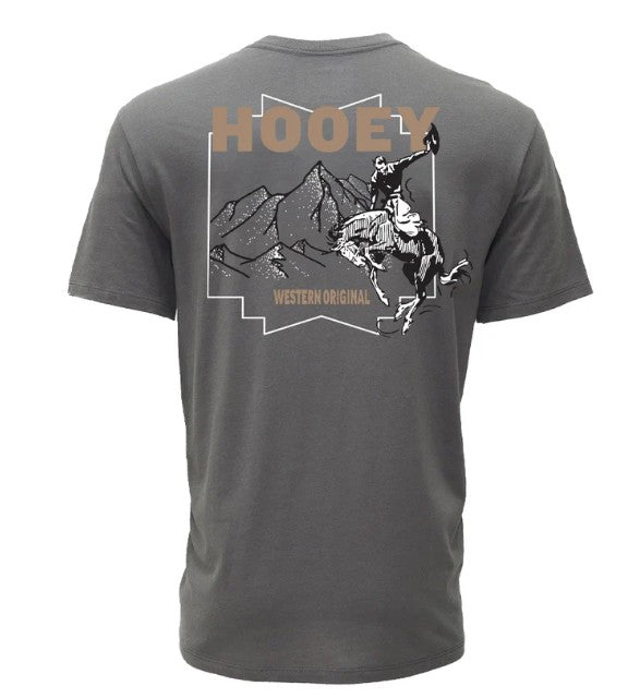 Hooey "Briggs" T-shirt Grey w/White & Brown Logo HT1910GY