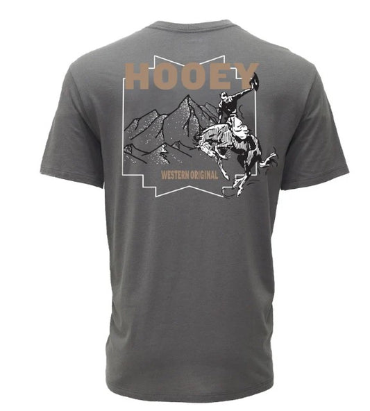 Hooey "Briggs" T-shirt Grey w/White & Brown Logo HT1910GY
