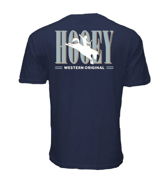 Hooey "Wild Ride" T-shirt Blue w/Light Blue & White Hooey Logo HT1911NV