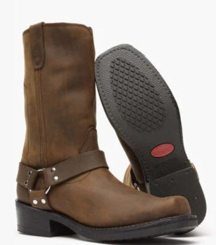 Durango Men's Harness Biker Boots DB594 in Distressed Brown