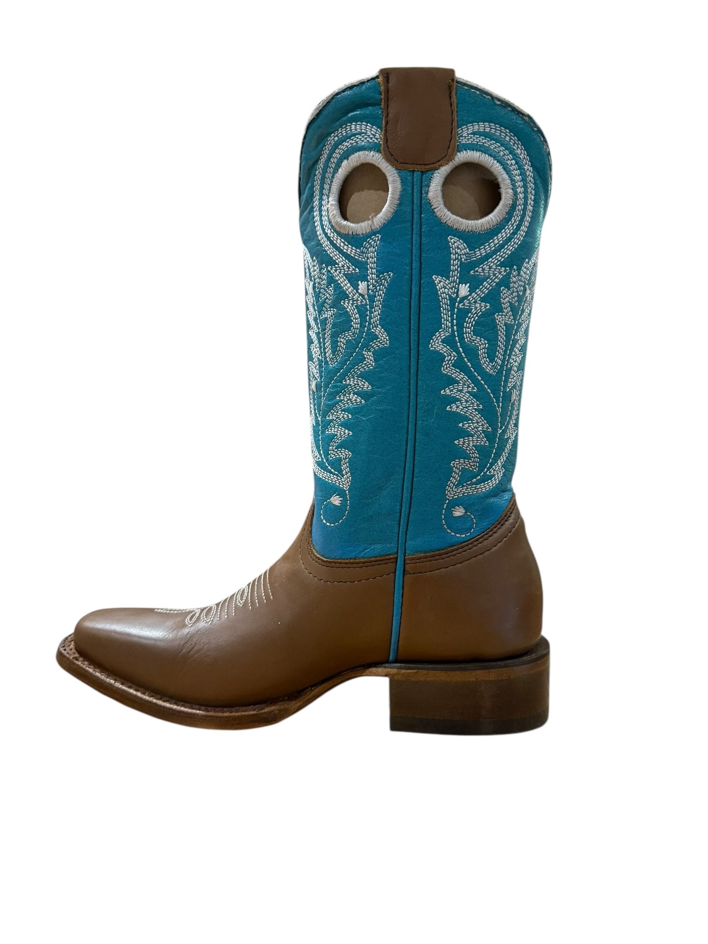 Corral Teens T0180 Teens Brown-Turquoise Embroidery Cut Out Western Boots