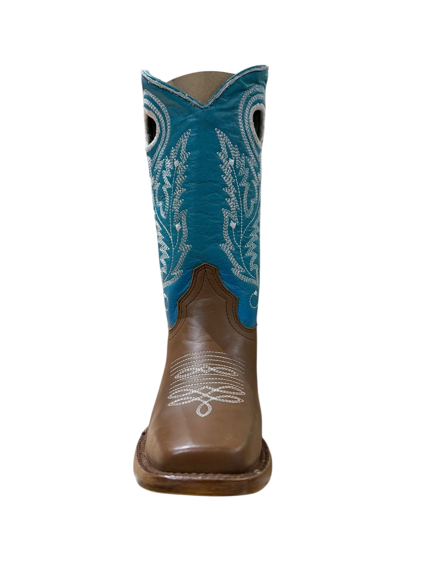 Corral Teens T0180 Teens Brown-Turquoise Embroidery Cut Out Western Boots