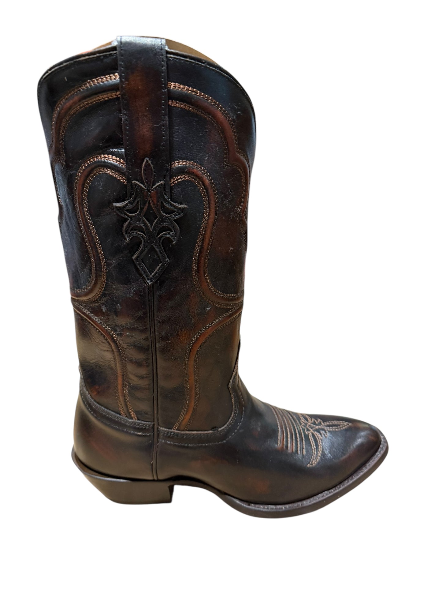 Corral A4688- Mens Black/Chestnut Shedron Embroidery J Toe Cowboy Boots