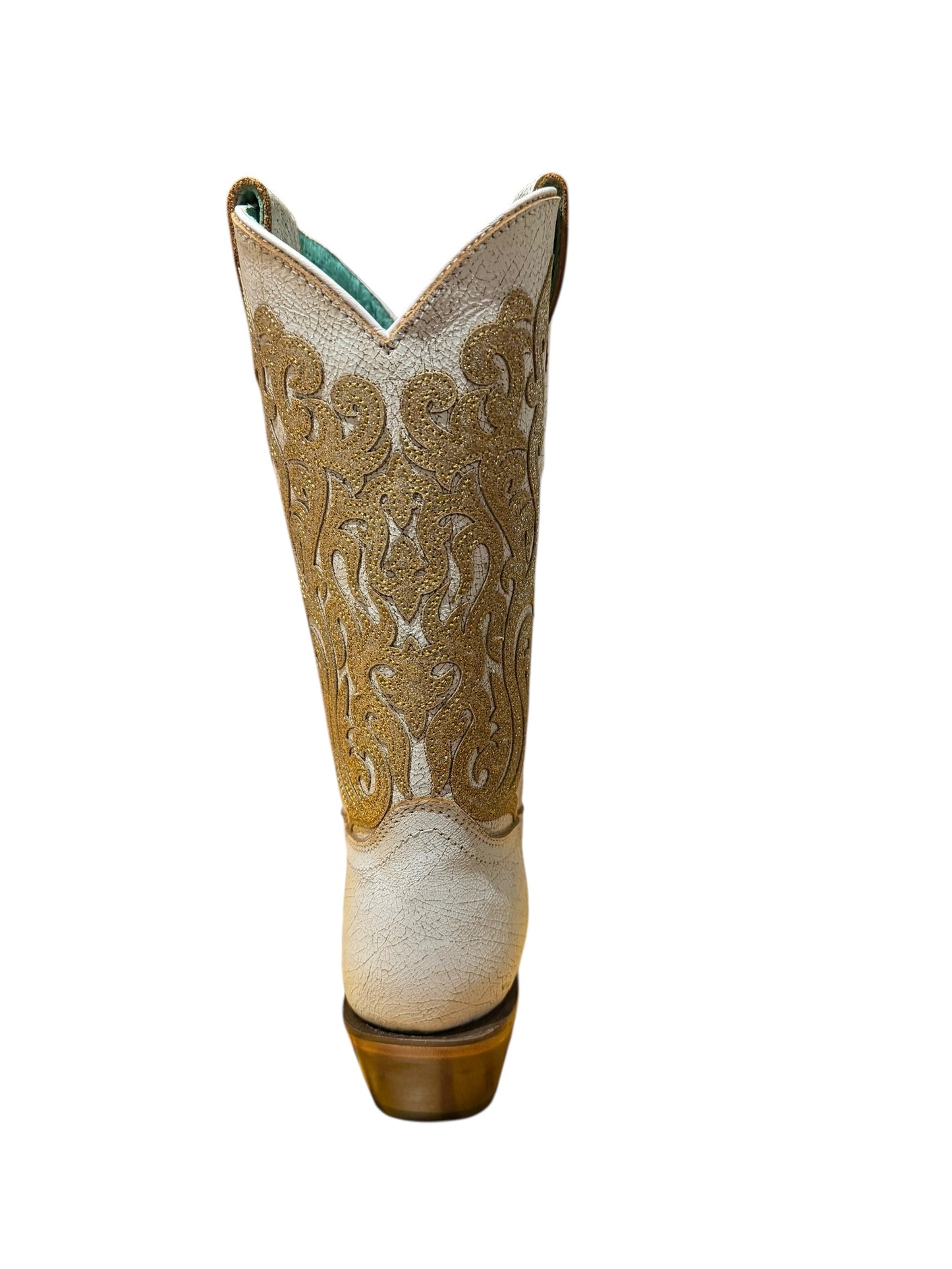 Corral Teens T0210 White/Gold Glitter inlay Cowboy Boots