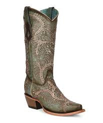 C4009 Corral Distressed Turquoise Embroidery & Studs Cowboy Boots
