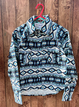 Load image into Gallery viewer, MontanaCo Blue &amp; Black Aztec Print Kids Shirt B-1106

