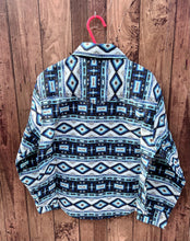 Load image into Gallery viewer, MontanaCo Blue &amp; Black Aztec Print Kids Shirt B-1106
