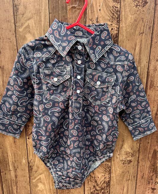 MontanaCo Baby Traditional Paisley Patterned Design Romper OB-1113