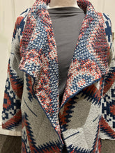 Load image into Gallery viewer, MontanaCo Aztec inspired Long Length waterfall Cardigan L-24670
