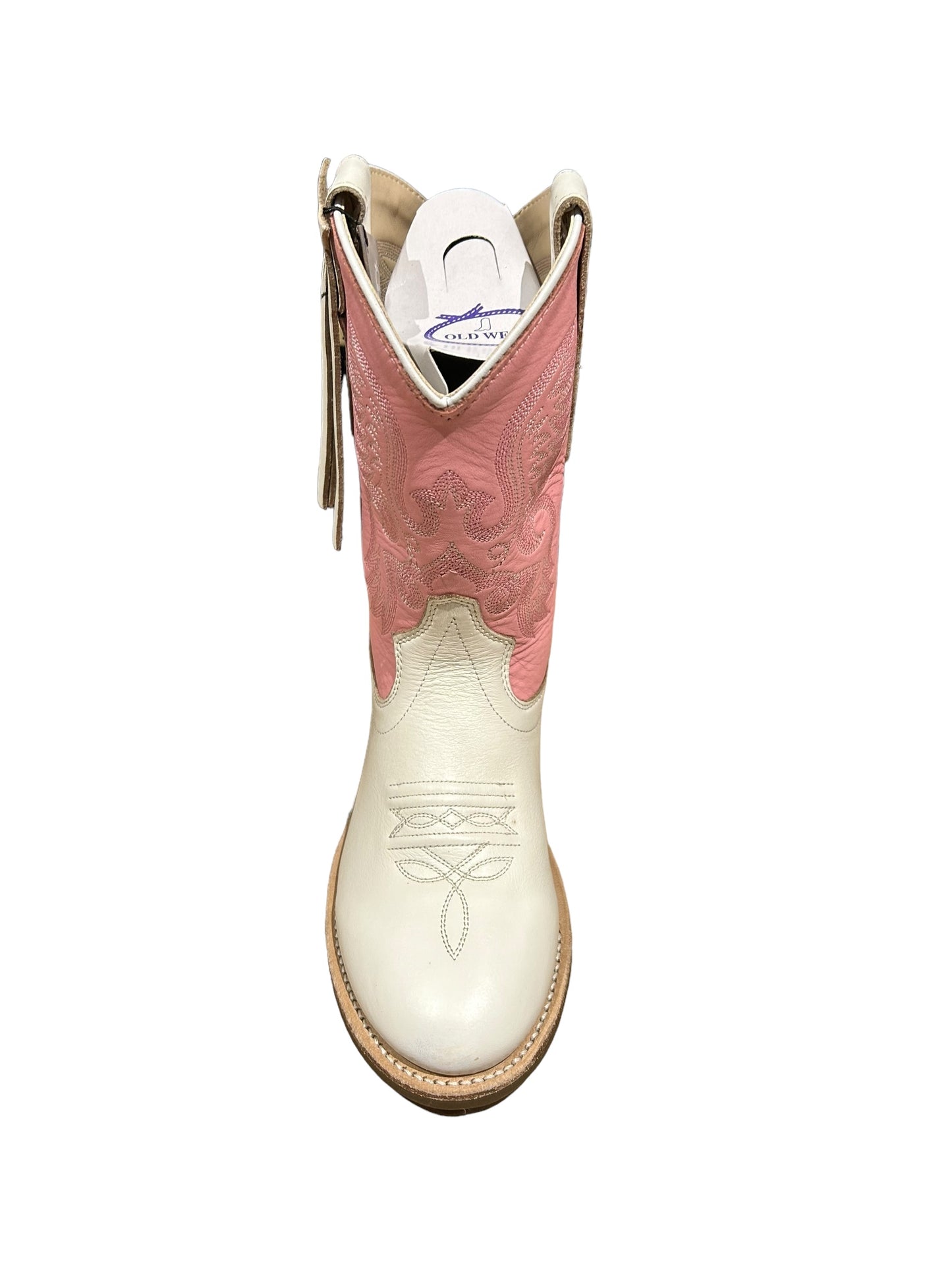 Jama Old West Children's Broad Round Toe in Pink and White BRC2016