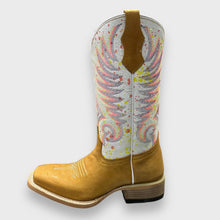 Load image into Gallery viewer, Corral Teens/Ladies J7125 Handcrafted Tan/White Embroidery Square Toe Cowgirl Boots
