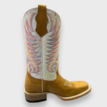 Load image into Gallery viewer, Corral Teens/Ladies J7125 Handcrafted Tan/White Embroidery Square Toe Cowgirl Boots
