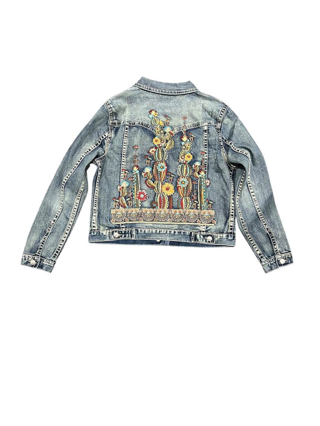 Grace Cactus Embroidered Women's Denim Jacket TE61880