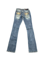 Load image into Gallery viewer, Grace Jeans Steer Head Colourful Embroidered Mid Rise Bootcut Jeans EB61891
