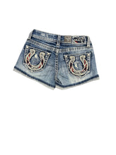 Load image into Gallery viewer, Grace Jeans Horseshoe Detail Pockets Low Rise Jean Short JHW51782
