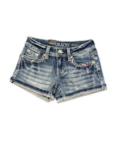 Load image into Gallery viewer, Grace Jeans Horseshoe Detail Pockets Low Rise Jean Short JHW51782
