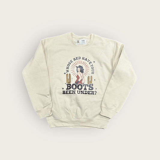 Ali Dee Whose Bed Have Your Boots Been Under Graphic Sweatshirt in Sand