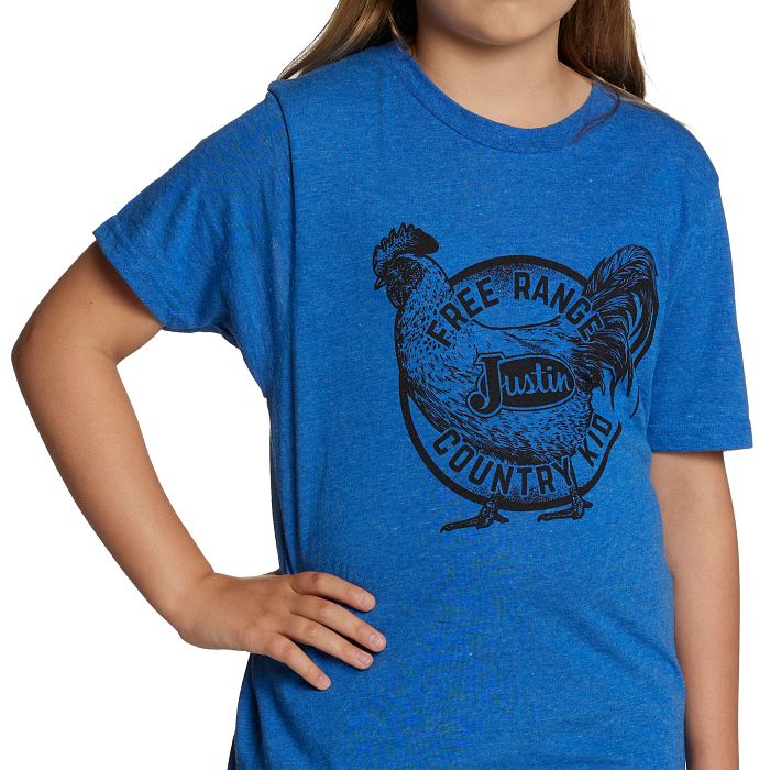 Justin Brands Kids T-Shirt Free Range County Kid in Blue J-G3167