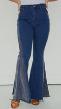 Load image into Gallery viewer, Lucky &amp; Blessed Denim Rhinestone Studded Side Panel Flare Jeans JE171-MW
