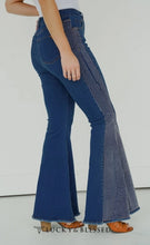 Load image into Gallery viewer, Lucky &amp; Blessed Denim Rhinestone Studded Side Panel Flare Jeans JE171-MW

