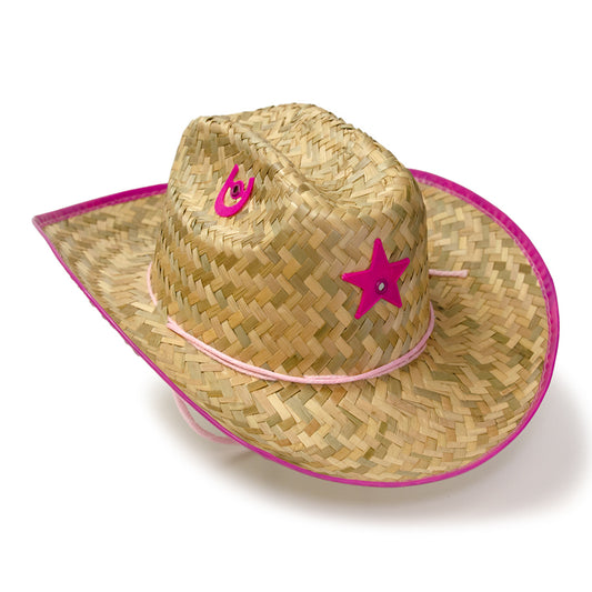 Western Express JJ-5 Palm Straw Hat Sheriff Pink