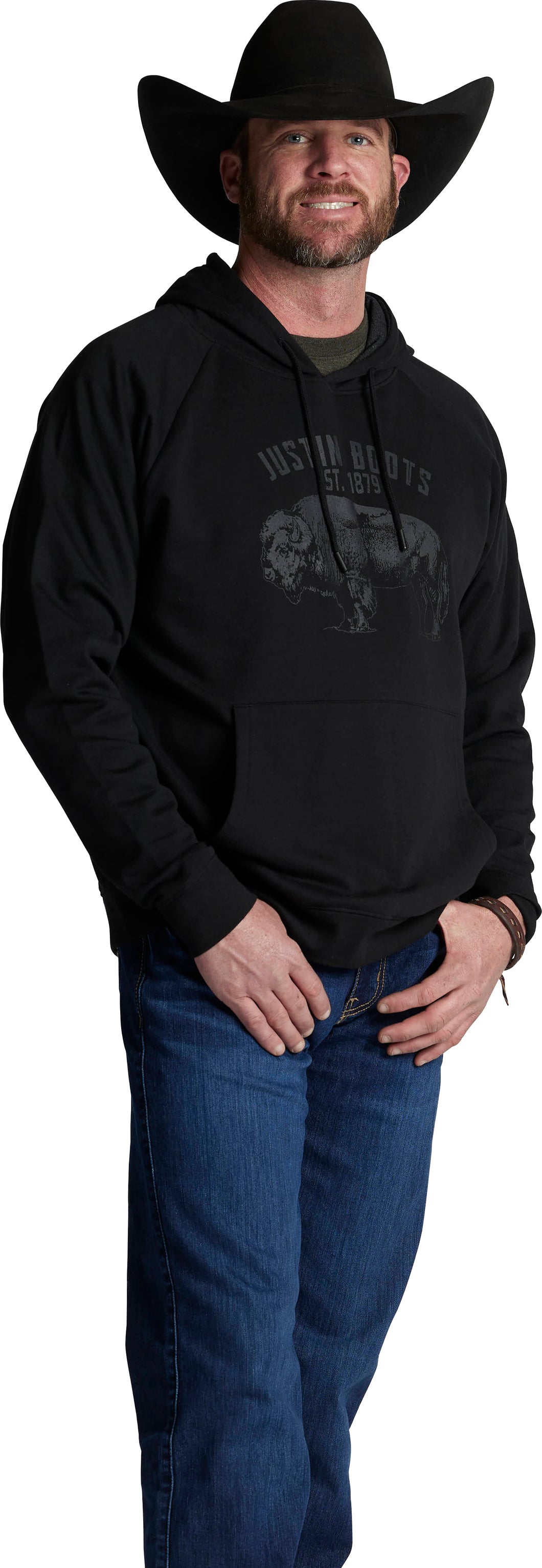 Justin Brands Bison Hoodie in Black J-1510