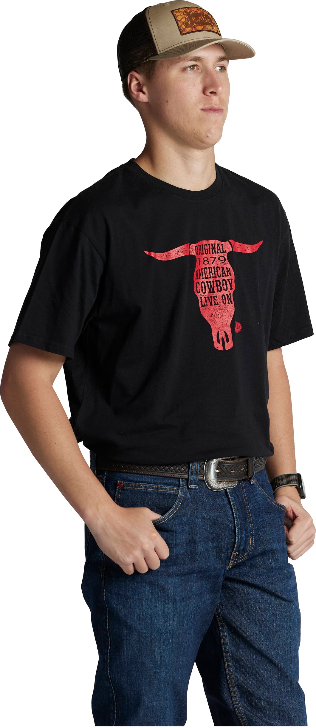 Justin Brands T-Shirt G-3176 Cowboy Live On in Black
