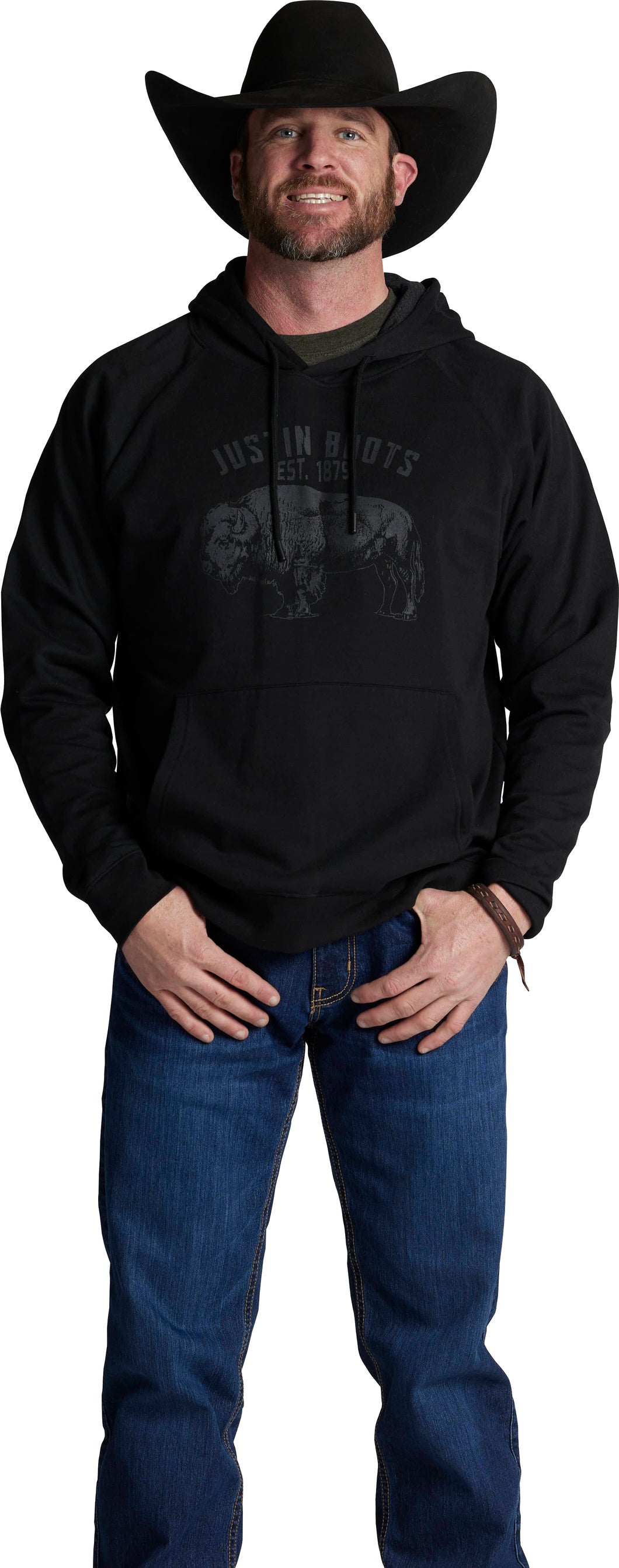 Justin Brands Bison Hoodie in Black J-1510