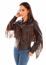 Load image into Gallery viewer, Scully L1114 Ladies Chocolate Lamb Fringe Jacket
