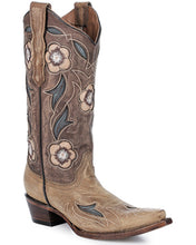 Load image into Gallery viewer, Circle G by Corral L6155 Embroidery Floral Inlay Snip Toe Ladies Cowboy Boots
