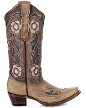 Load image into Gallery viewer, Circle G by Corral L6155 Embroidery Floral Inlay Snip Toe Ladies Cowboy Boots
