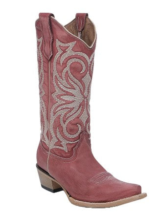 Circle G by Corral L6271 Embroidery Deep Red Snip Toe Ladies Cowboy Boots