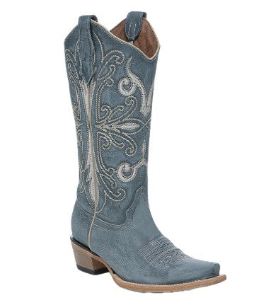 Circle G by Corral L6275 Embroidery Blue Snip Toe Ladies Cowboy Boots