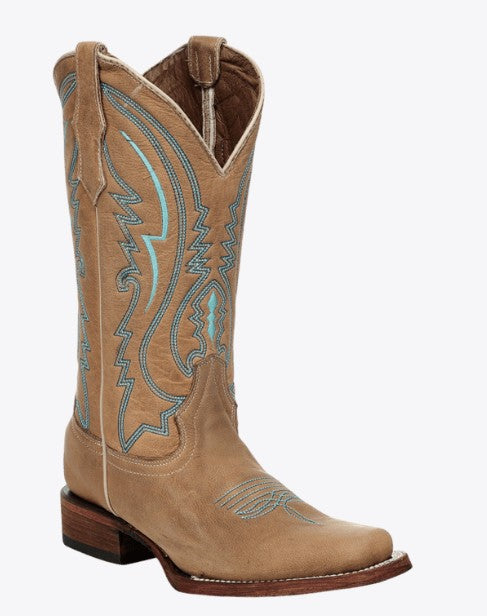 Corral Circle G L8080 Ladies Tan Embroidery Square Toe Cowboy Boots