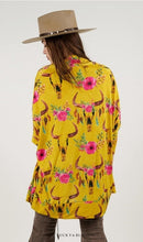 Load image into Gallery viewer, Lucky &amp; Blessed Mustard Cowskull Dolman Sleeve Sweater Cardigan LBLT-PSWR5-CS
