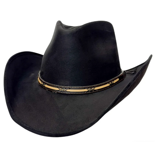 American Hat Makers Lawman Pinch Top Cowboy Hat in Black