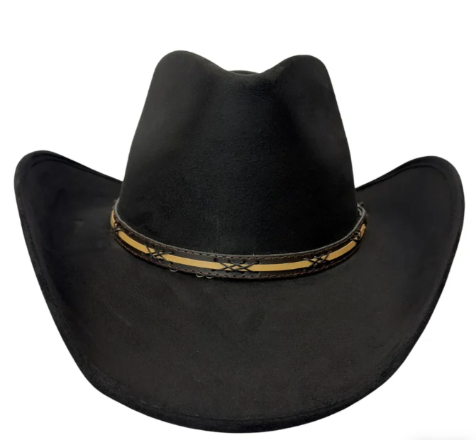 American Hat Makers Lawman Pinch Top Cowboy Hat in Black