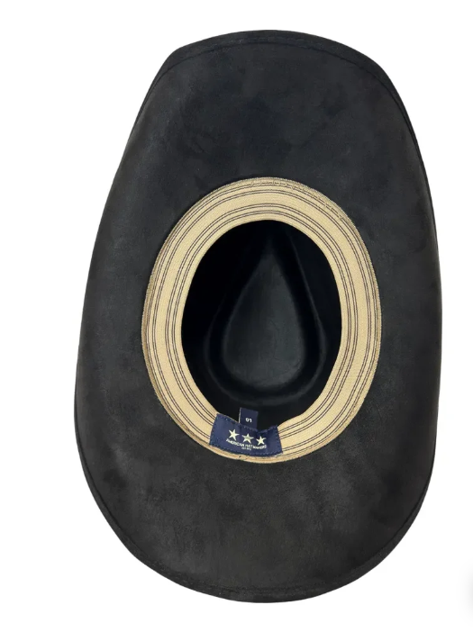 American Hat Makers Lawman Pinch Top Cowboy Hat in Black