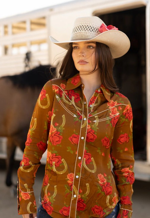Rodeo Quincy Lucky Lisa Button Up Ladies Western Blouse