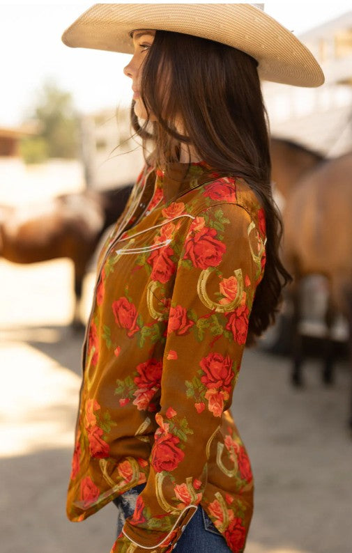 Rodeo Quincy Lucky Lisa Button Up Ladies Western Blouse