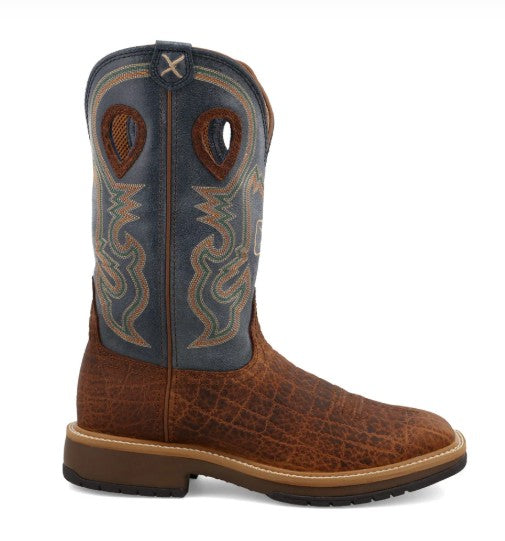 Twisted X Mens Western Boots MHM0022 in Distressed Saddle & Peacock