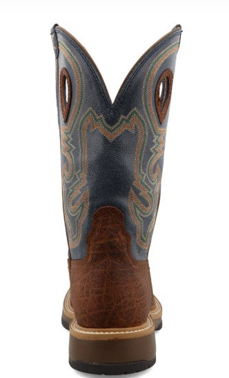 Twisted X Mens Western Boots MHM0022 in Distressed Saddle & Peacock