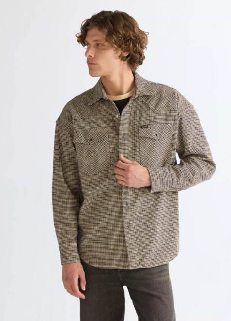 Wrangler 112386999 Oversized Western Shirt in Mojave Heather
