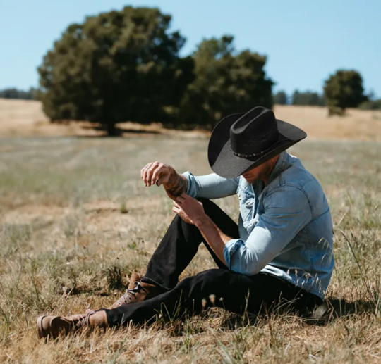 American Hat Makers Montana Straw Cattleman Cowboy Hat in Black